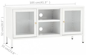 fehér acél és üveg TV-szekrény 105x35x52 cm