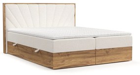 Krémszínű-natúr színű ágyneműtartós boxspring ágy 140x200 cm Asahi – Maison de Rêve