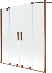 Mexen Velar Kétszárnyú, tolóajtós duo kádparaván 160 x 150 cm, átlátszó, rózsaszín arany - 896-160-000-02-60
