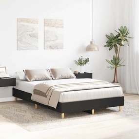 fekete szerelt fa ágykeret matrac nélkül 120 x 200 cm