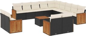 vidaXL 14 részes fekete polyrattan kerti ülőgarnitúra párnákkal