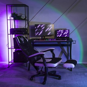 Gamer Forgószék Fekete/Fehér Színben. Teherbírás: 150 kg. BING