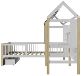 Juskys Yari gyermekágy 178x204x166 cm – fehér/természetes