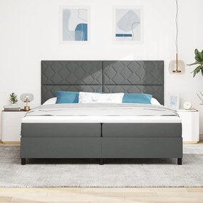 Boxspring Ágy Matraccal Sötét Szürke 200x200 cm Szövet