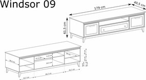 Aldabra Windsor W-9 tv állvány, kasmír / természetes tölgy
