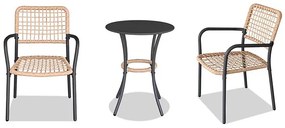 Erkély Bútorszett, Fém + Polyrattan, Bézs. NAT