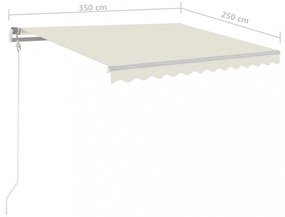 krémszínű kézzel kihúzható napellenző póznákkal 3,5 x 2,5 m