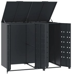 antracit acél kerekes tároló 2 szemeteskukához 138x79x117 cm