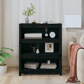 fekete tömör fenyőfa könyvszekrény 80x35x97 cm