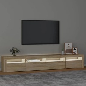 sonoma tölgy színű TV-szekrény LED-lámpákkal 240x35x40 cm