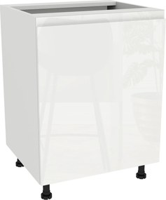 Konyhaszekrény alsó 60 Frezo Fehér front Fogantyú nélküli Fehér Akril Fényes