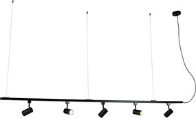 Intelligens fekete függesztett sínrendszer 1 fázisú, 5 Wifi GU10-zel - Iconic Jeana