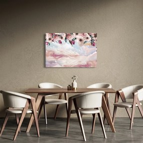 Rózsaszín virágokképe rózsaszín márvánnyal (90x60 cm)