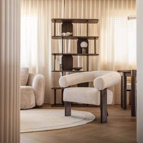 Krém design fotel KOKEI ALIA, dió színű dekor