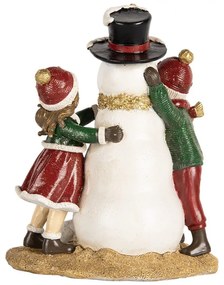Gyerekek hóemberrel vintage karácsonyi figura