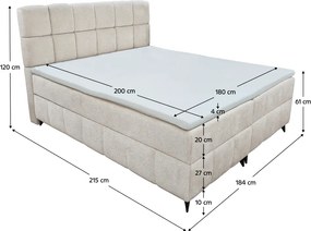 Boxspring ágy, 180x200, bézs, ALMA