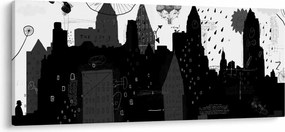 Kép - Város feliratokkal és mintákkal (120x50 cm)