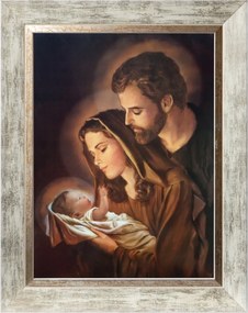 Szent Család Vallásos Kép Fehér Díszkeretben 30X40
