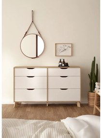 Fehér-natúr színű komód tölgyfa dekorral 156x92x40 cm Ikast – Tvilum