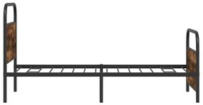 ágykeret matrac nélkül 100x200 cm füstölt tölgy fűrészelt fa