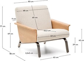 Bézs zsenília fotel Amsen – Kave Home