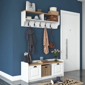 Polo White and Walnut fali akasztó cipőtartóval