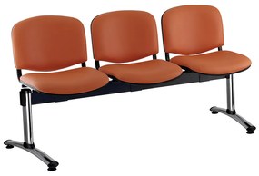 ISO bőr pad, 3 üléses - króm lábak, narancssárga