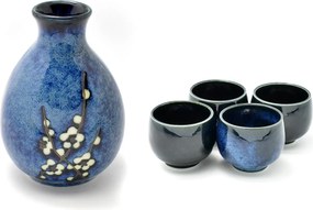 Hagyományos japán szaké szett 4 személyes Hana Blue