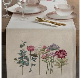 Gobelin asztali futó nyári virágok motívumával Natúr 45x140 cm