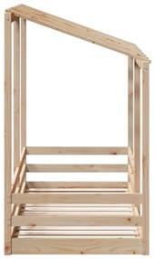 tömör fenyőfa gyerekágy tetővel 75 x 190 cm