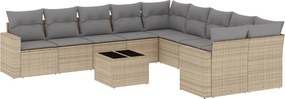 vidaXL 11 részes bézs polyrattan kerti ülőgarnitúra párnákkal