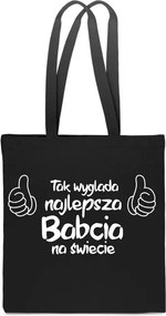 Öko Táska Pamut fekete ajándék Legjobb Nagymama Napra TT_426