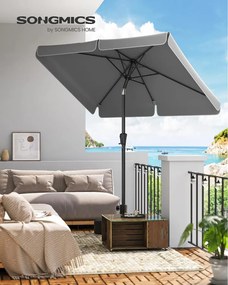Napernyő 200 × 150 cm, téglalap alakú erkélyernyő, napvédelem UPF 50+, talp nélkül, szürke