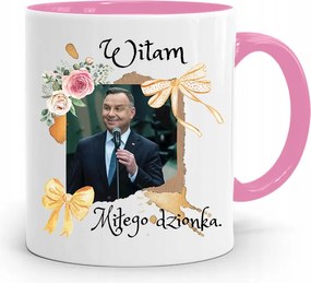 Andrzej Duda Pis Rózsaszín Elnöki Bögre fényképes nyomattal