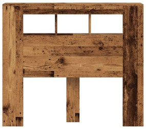 antik fa színű szerelt fa LED-es fejtámla 120x18,5x103,5 cm