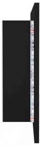 fekete akril LED-es fürdőszobaszekrény tükörrel 90x12x45 cm
