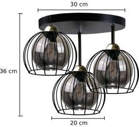 Felületre szerelhető csillár SOLO BLACK 3xE27/60W/230V á. 30 cm fekete/arany