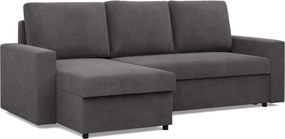 Zeus sarokkanapé, 2 ágyneműtartóval, egyenes kartámasz, kordbársony, univerzális oldal, bonell töltet, szürke