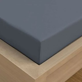 Kvalitex szatén lepedő rugalmas anyaggal sötétszürke, 120 x 200 cm