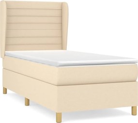 vidaXL krémszínű szövet rugós ágy matraccal 90 x 190 cm
