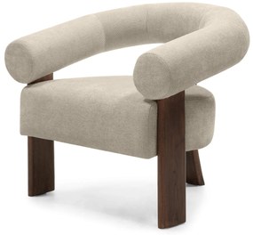 Bézs design fotel KOKEI ALIA, dió színű dekor