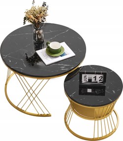 Dohányzóasztal szett márvány kivitel arany keret 2db