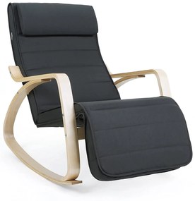Hintaszék, relaxációs szék, 5 fokban állítható lábtartó, váz masszív nyírfából | SONGMICS