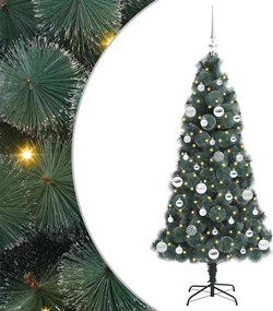 vidaXL Műfenyő előre világítós karácsonyfa golyó szettel Zöld 150 cm