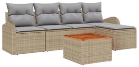 vidaXL Kerti Kanapé Szett párnával 6 pcs Bézs polirattan