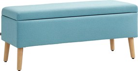 HOMCOM Tároló Pad Kárpitozott Pad Vászon Hatású, Ágy Pad Fa Lábakkal, Tároló Pad Nappaliba, Hálószobába, Előszobába 110 x 39 x 45 cm, Kék | Aosom