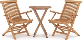 vidaXL 3 részes tömör tíkfa kerti étkezőgarnitúra