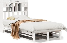 vidaXL fehér tömör fenyőfa könyvespolcos ágy matrac nélkül 90 x 190 cm
