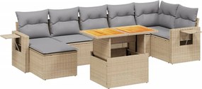 vidaXL 8 részes bézs polyrattan kerti ülőgarnitúra párnával