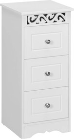 HOMCOM Fehér Tárolószekrény 3 Fiókkal Konyhába, Étkezőbe, Nappaliba, Hálószobába és Fürdőszobába 29.8x29.8x68.5 cm | Aosom